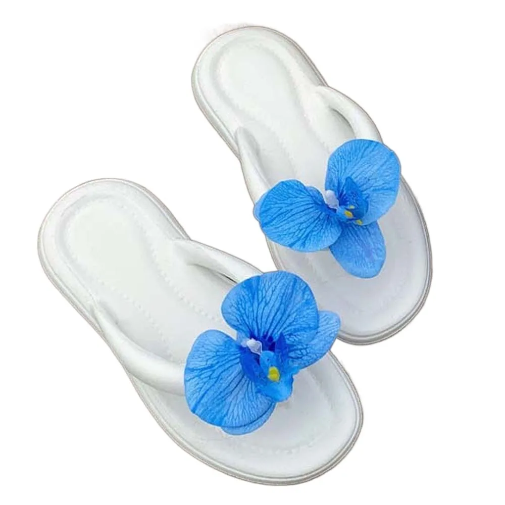 

Creative Soft Butterfly Orchid Flip Flops Anti-slip Thickened Moth Orchid Household Shoes PVC PE Women Flower Slippers Summer