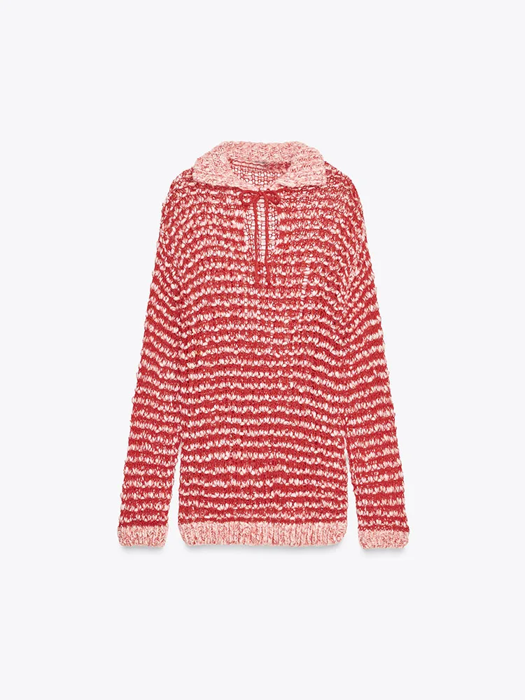 

Faionable Knitted Ne Sweater Sweet Sexy Sle New Arrival Autumn 2025 Women's Long Sve Hoodie Striped Pattern
