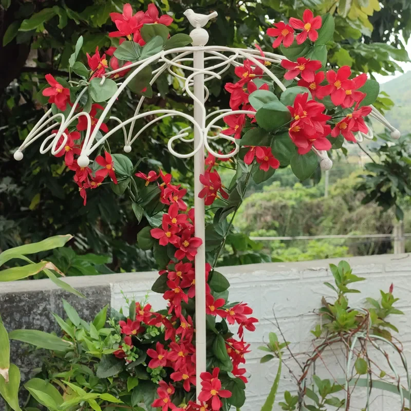 Wrought iron umbrella climbing vine flower stand bird-shaped ground bonsai rose climbing courtyard balcony indoor and outdoor vi