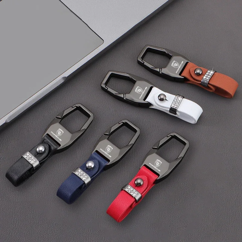 Metal Zinc Alloy Car Keychain Key Ring Chain Men Gift For Porsche 911 718 Cayenne Cayman Panamera Macan Taycan Boxster Accessory