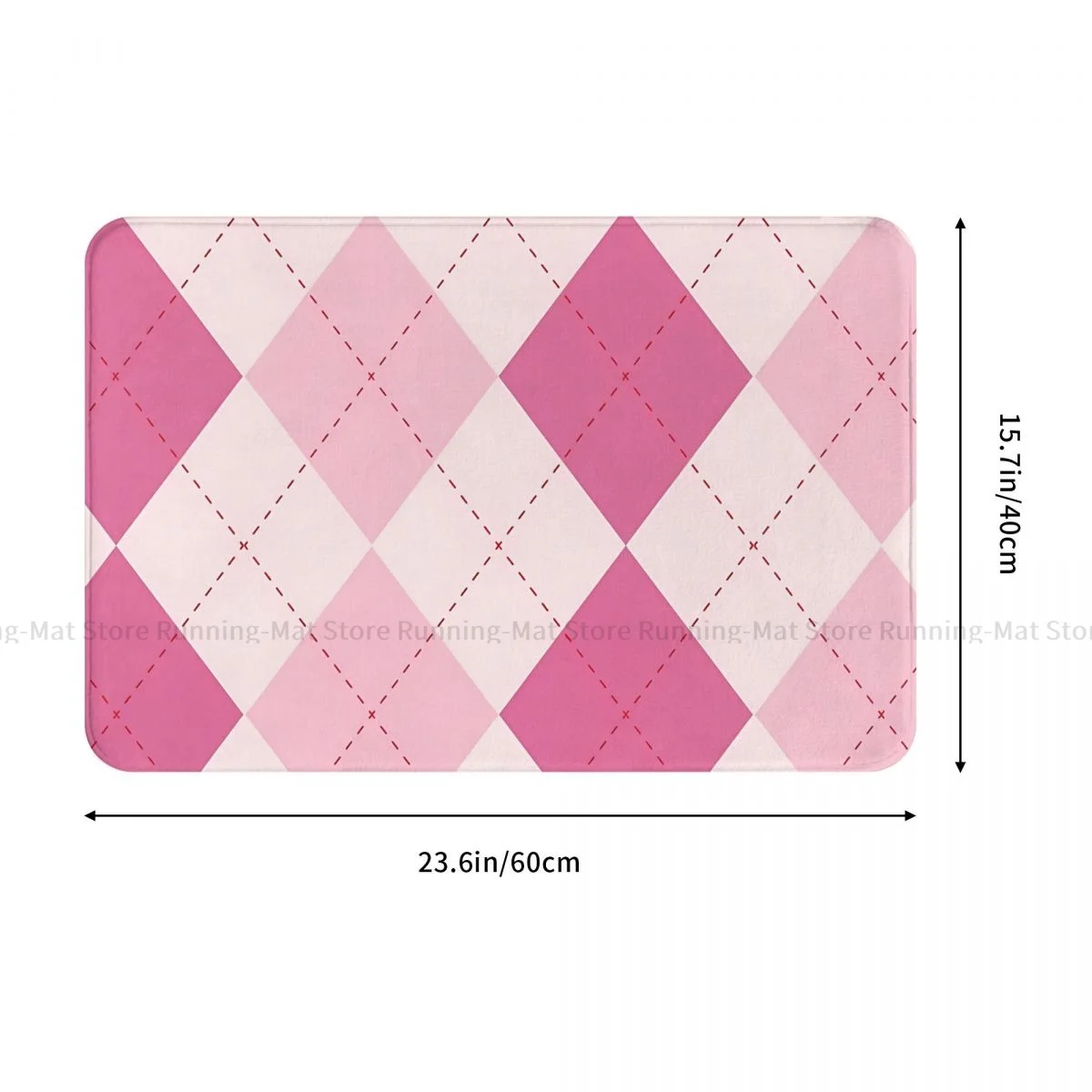 Lattice Non-slip Doormat Pink Argyle Drawstring Living Room Bedroom Mat Welcome Carpet Indoor Modern Decor