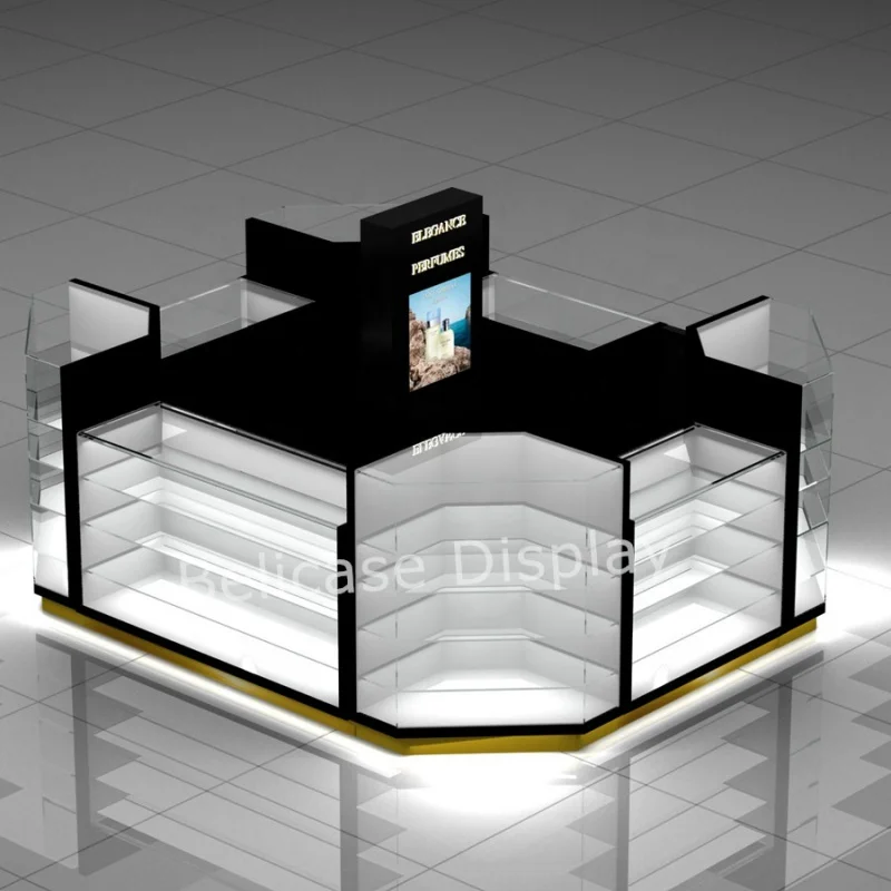 

custom，Hot Sale Jewelry Booth Island Perfume Store Display Cabinet Wood Perfume Kiosk Booth for Shopping Center