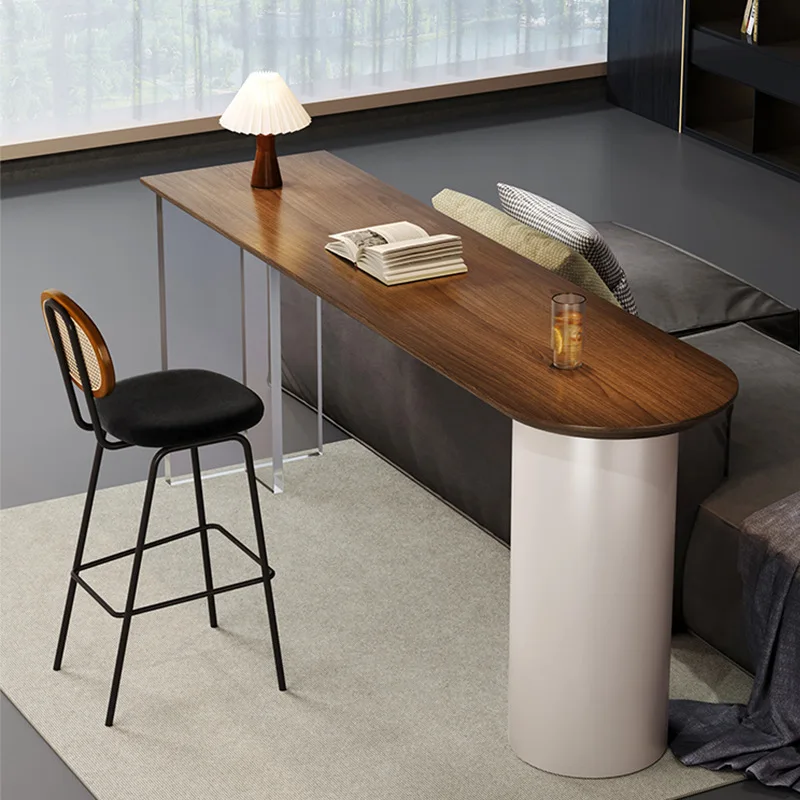 Wabi Stillwind solid wood bar table, home leisure wall long strip high-footed table, creative acrylic foot bar table