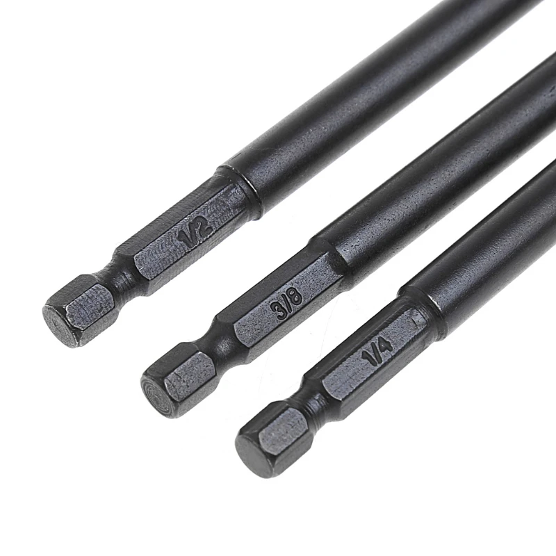 3 Pcs Socket Adapter Set Hex Shank To 1/4 3/8 1/2 Inch Impact Driver Drill Bits