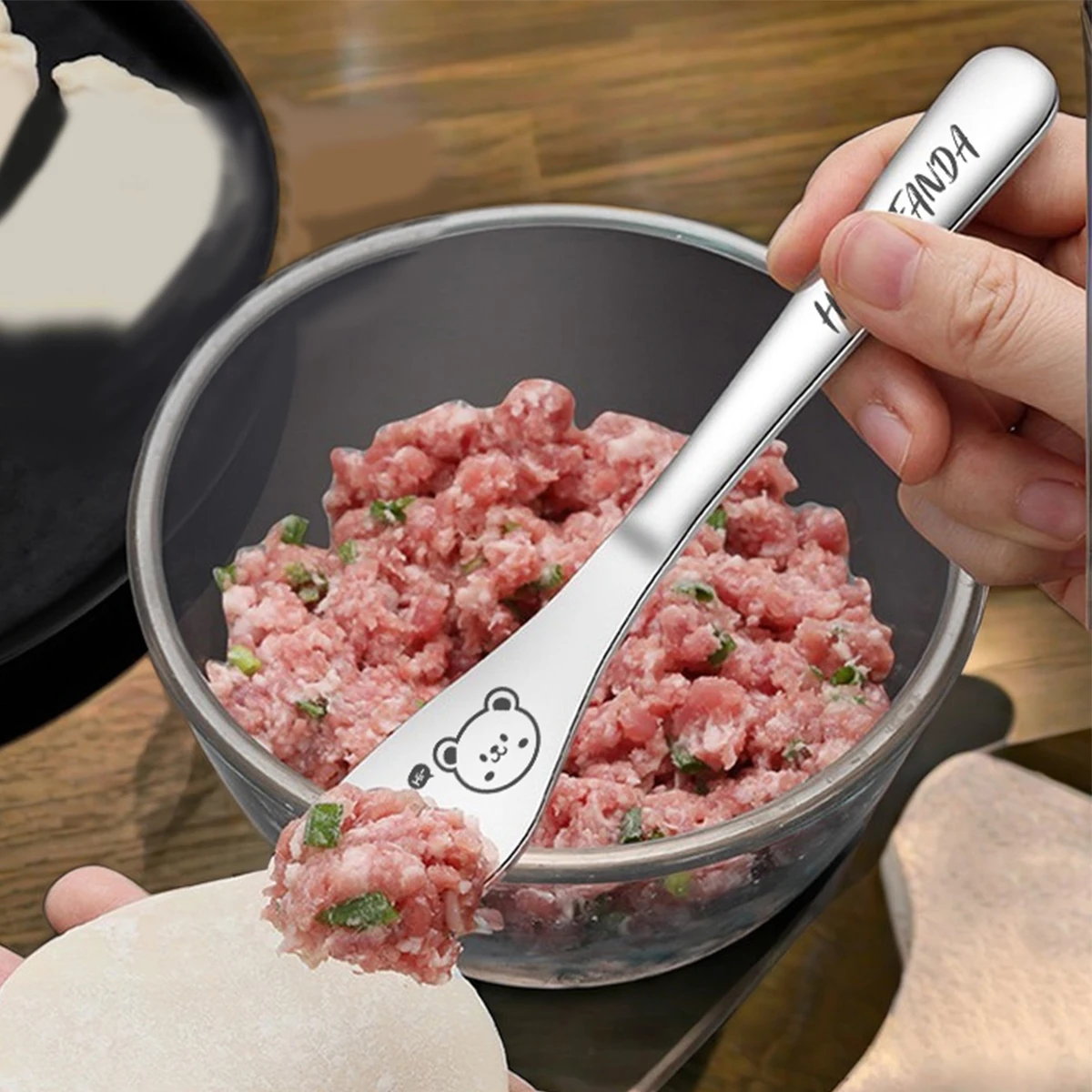 WORTHBUY Dumpling Filling Spoon Stainless Steel Wonton Bun Stuffing Tool Home Thickened Dumpling Stuffing Scoops Kitchen Gadgets