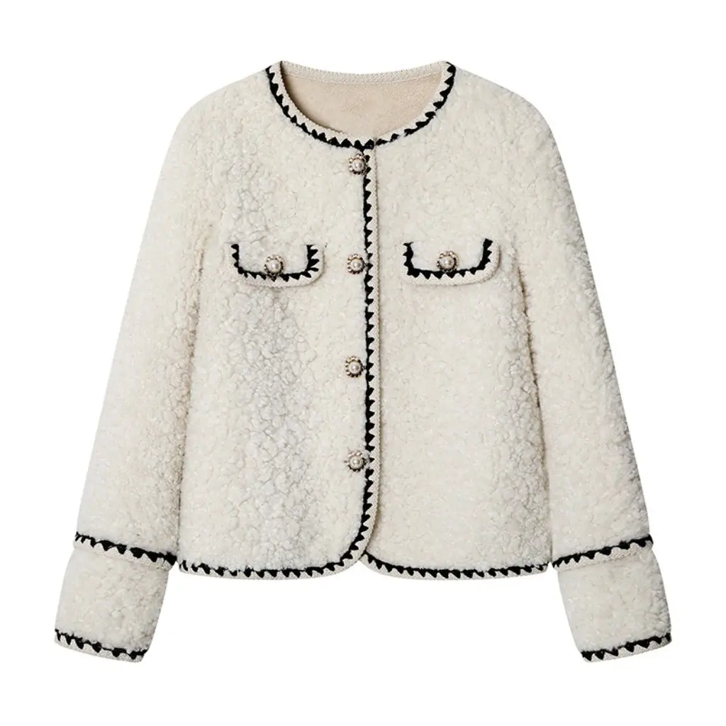 

Women's Style round Neck Short Fur Coat Top Small Wear for Autumn And Winter B0MF-1248