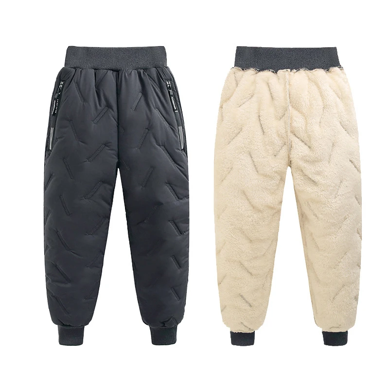 2024 Winter Boys Warm Cotton-Padded Down Pants For Girls Casual Waterproof Thicken Sweatpants Kids Trousers for 3-12 Years