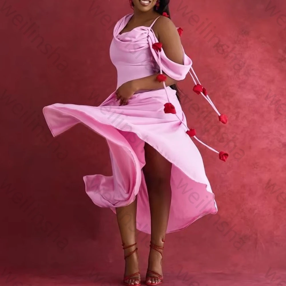 فساتين سهرة مثيرة بدون أكمام بطيات أنيقة غير رسمية فستان المشاهير رائع عالي الجودة للحفلات الراقصة للنساء حسب الطلب #3