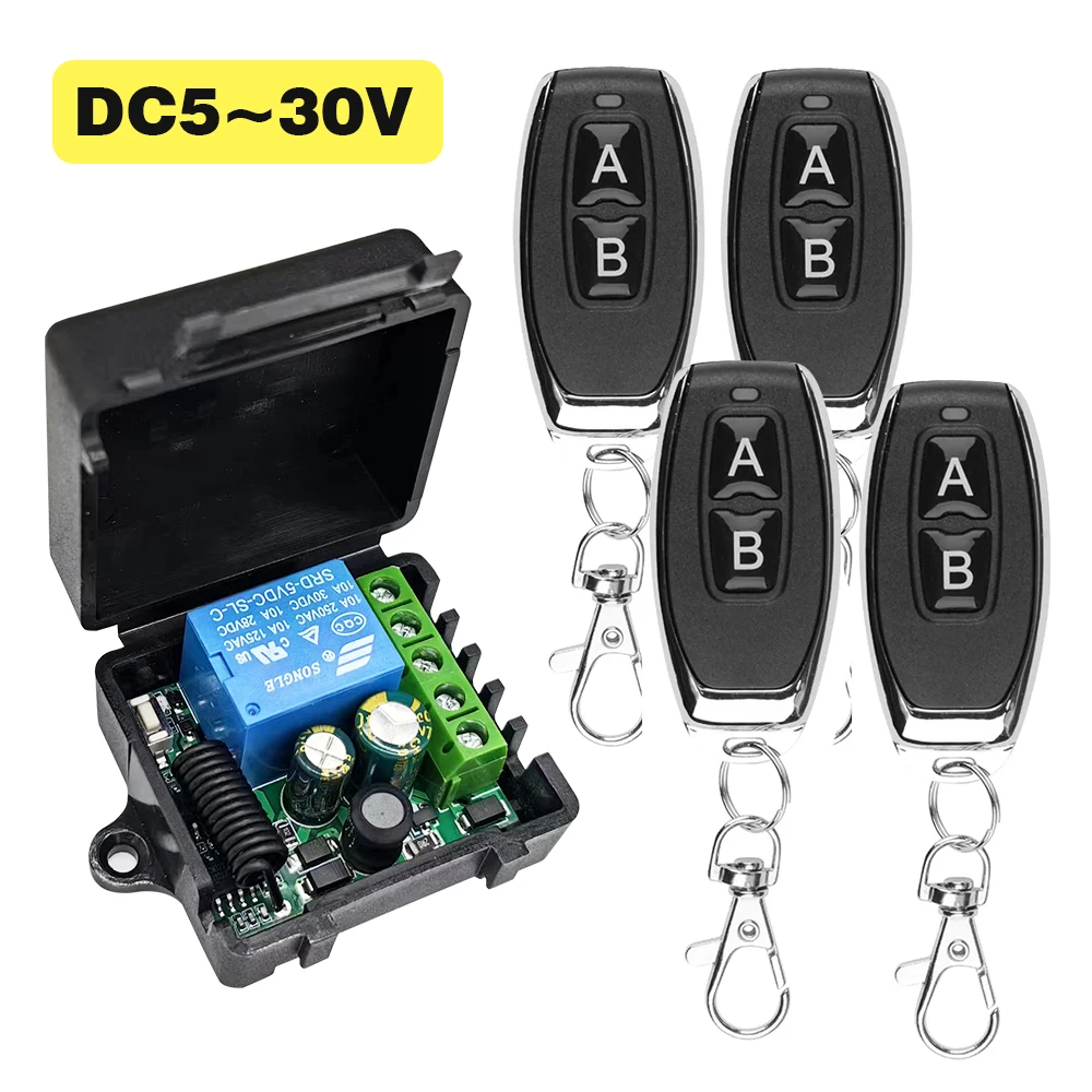 

433Mhz RF Remote Control Wireless Switch DC 5V 12V 24V 1CH rf Relay Receiver and 2CH Transmitter For Door Electromagnetic lock