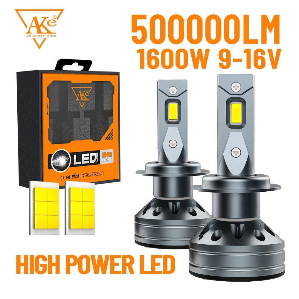 

H7 H4 Car LED Headlight 500000lm 1:1 Size Halogen Lamp Upgrade Led Bulb Canbus H1 H11 9005 HB3 9006 HB4 9012 Auto Headlamp 6000K