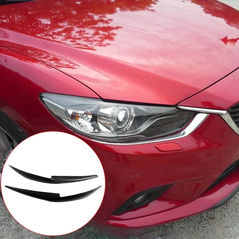 

For Mazda 6 Atenza 2014-2016 Carbon Fiber Car Sticker Front Headlights Eyebrow Eyelid Trim Cover Accessories