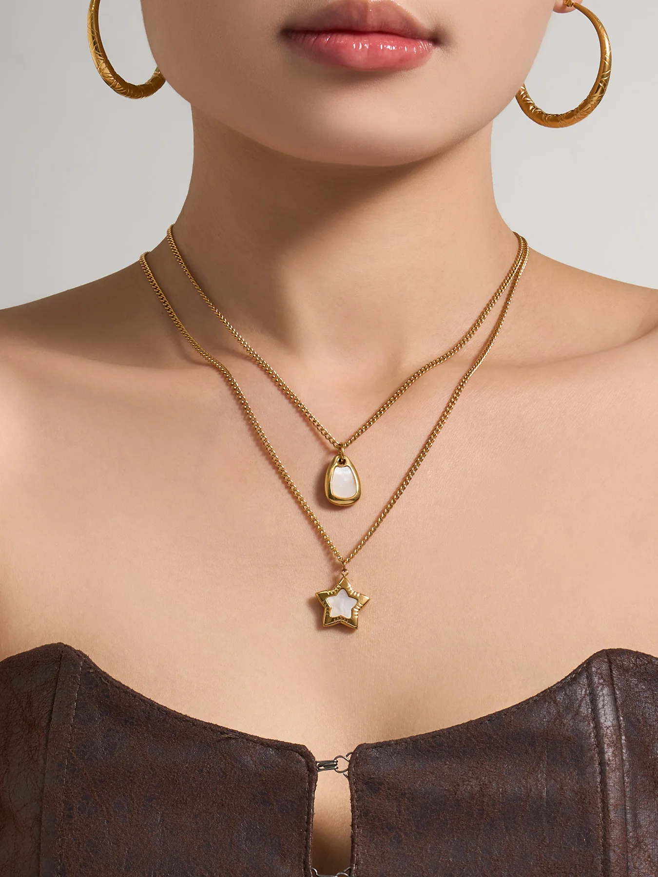 Riesenrad Pentagramm Geometrischer Anhänger Damen-Halsketten Edelstahl Charm Choker für Frauen Bankett-Schmuck Großhandel – Detail 4