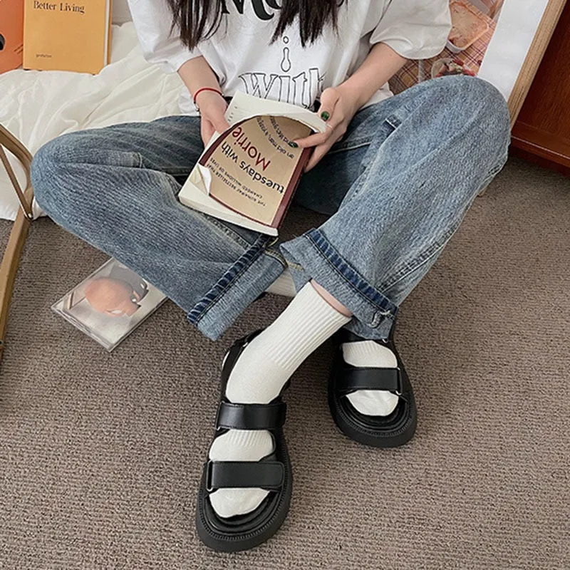 Women Sandals 2024 Summer White Casual Platform Flat sandalias Shoes Fashion Black Chunky Sole Casual Rome Sport Sandales Femme