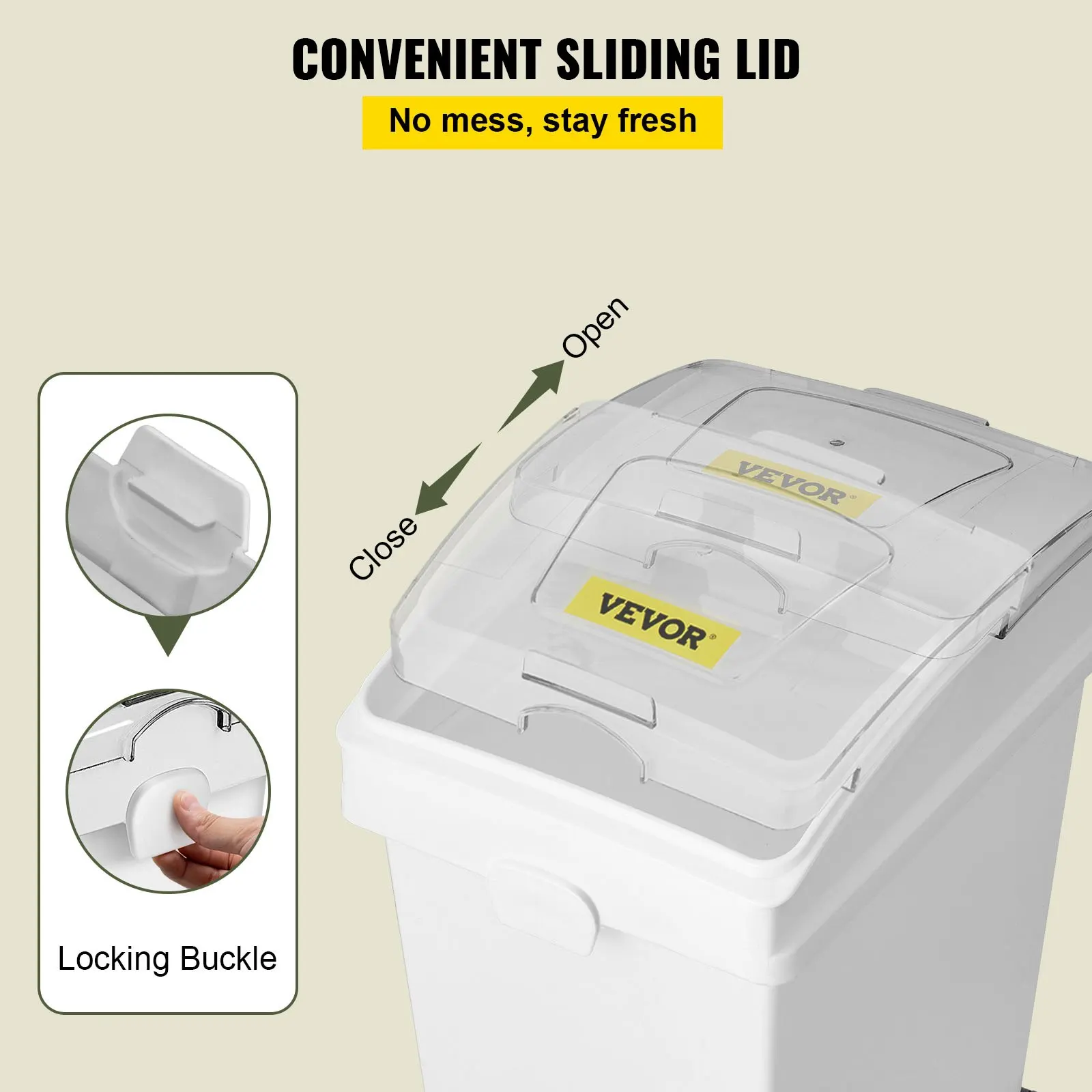

Ingredient Bin, 5.2 Gallons Capacity Ingredient Storage Bin, 3 Pcs Set, PP Material Flour Bins On Wheels, White Shelf