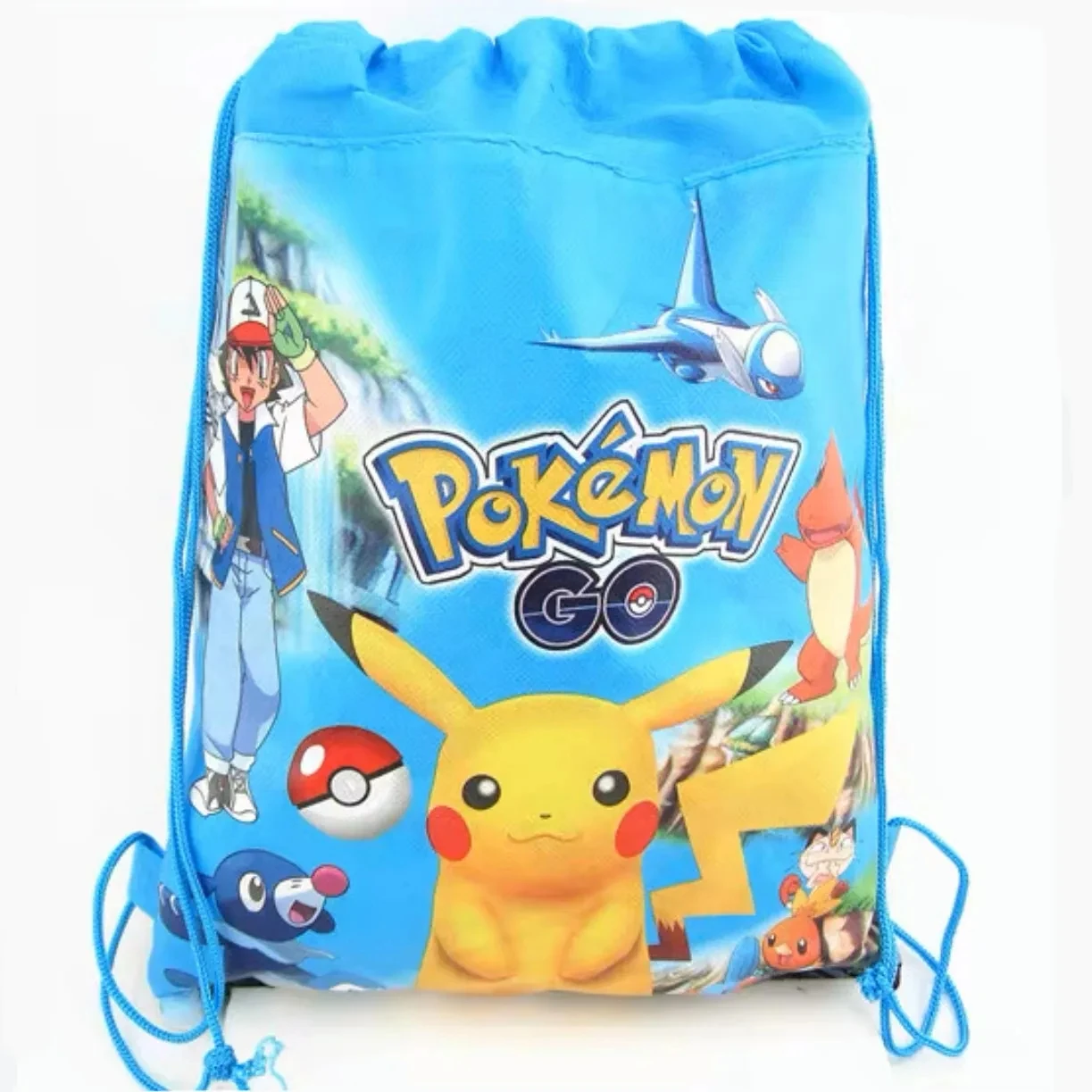 New Pokemon Anime Pikachu Backpack Drawstring Bag Children Non woven Schoolbag Cartoon Storage Bag Children Bundle Pocket Toy