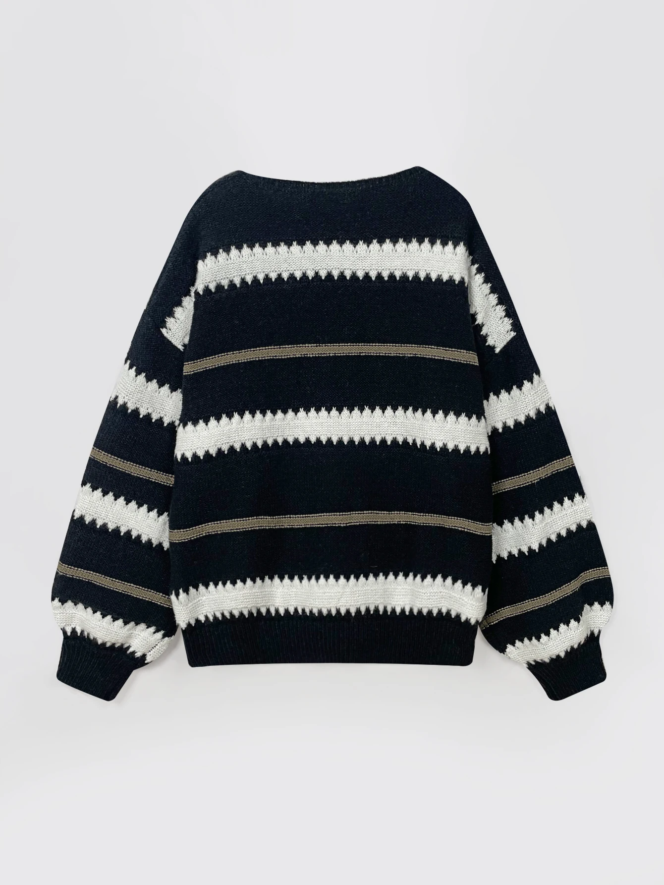 Harajuku Loose Sweater Vintage Batwing Sleeve Striped Knitted Jumpers Casual Office Lady Knitting Tops Elegant Cloth