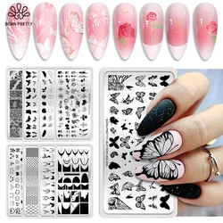 BORN PRETTY Nail Stamping Plates Butterfly Plaid Flowers Leaves Lace Nail Art Plates With Nail Film For Manicure Image Transfer