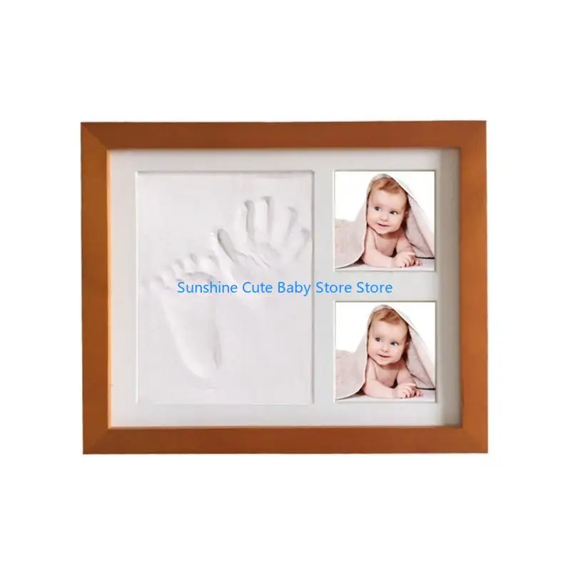 

C5AF Newborn Infant Handprint Footprint Picture Frame Photo Ornaments Baby Birthday Shower Gift