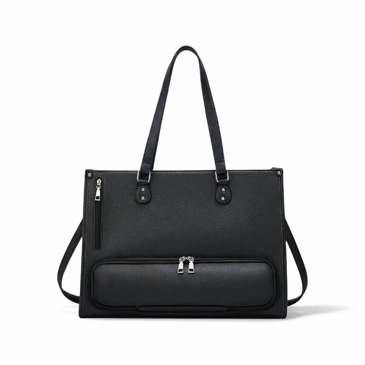 

2-In-1 Women's Laptop Tote Bag With Insulated Lunch Compartment, 15.6 Inch PU Leather Work Handbag, Large Capacity Computer Shou