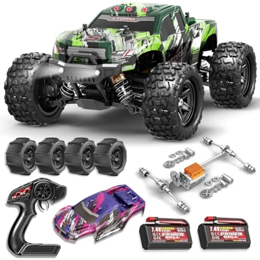 

All Terrain RC Car for Adults Boys, ABS plastic, black and red, 4WD off-road with 40+ KPH speed and waterproof design