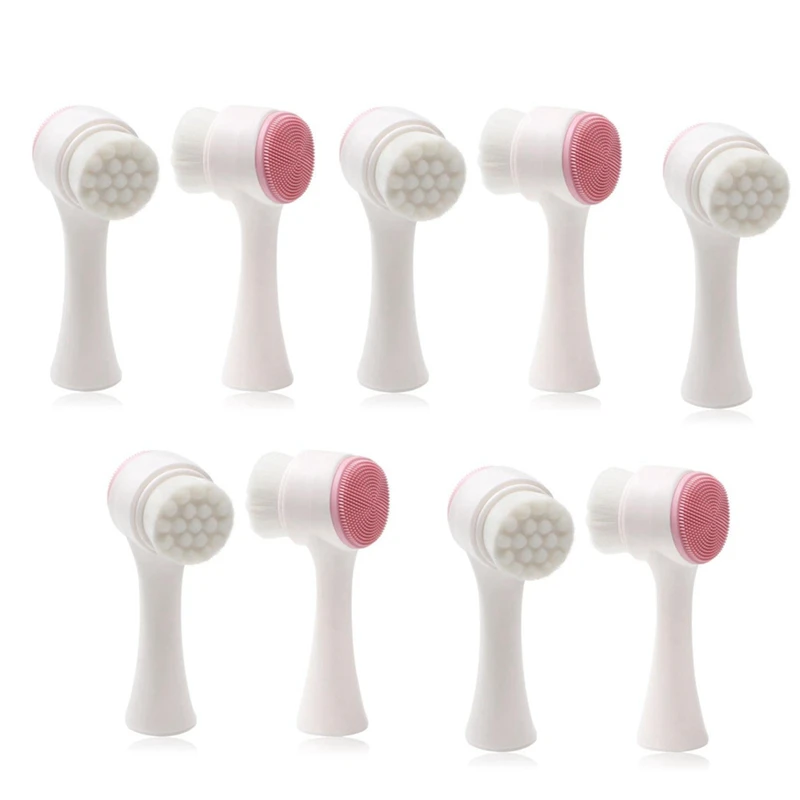 3D Double-Sided Facial Cleanser, Manual Massage Facial Brush, Soft Bristle Double-Sided Facial Cleanser