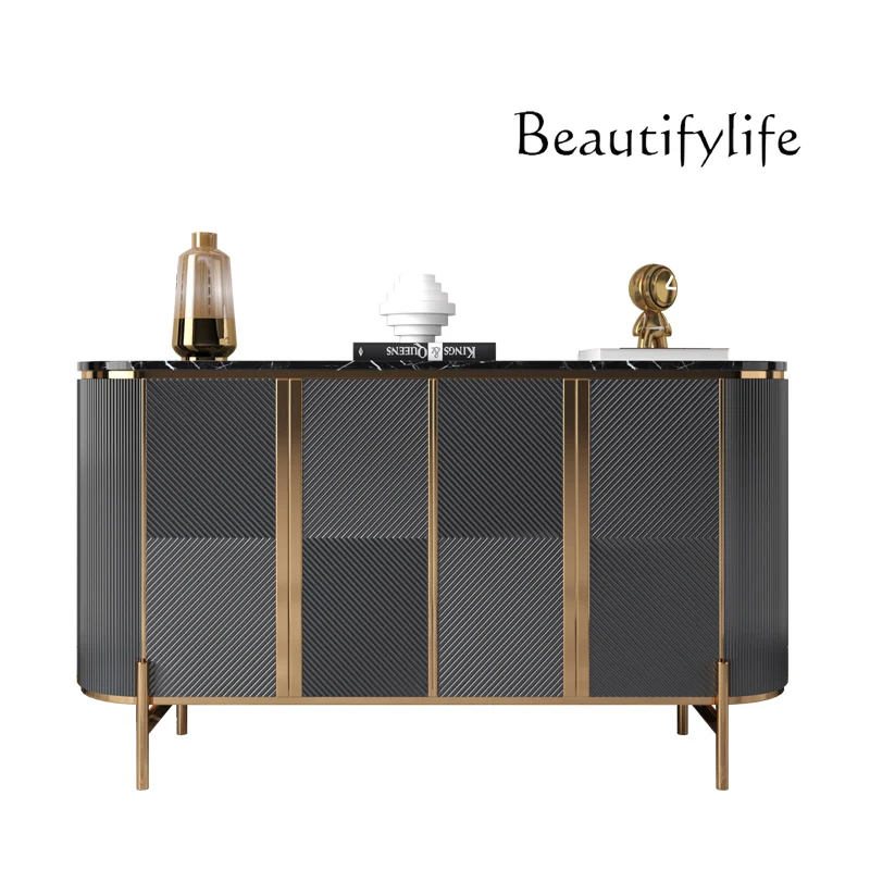 

Light luxury dining side cabinet Marble entry porch cabinet Living room wall partition Simple solid wood shoe cabinet
