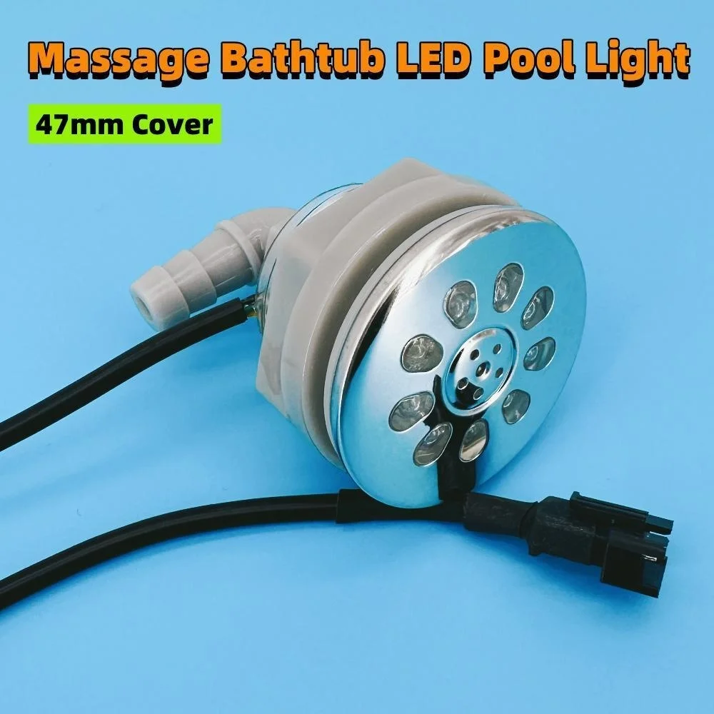 Boquilla de aire LED Multicolor para bañera de masaje, cubierta cromada ABS, Base de plástico, luz LED para Spa, boquilla de pulverización de aire, 47mm