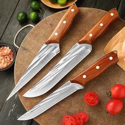 Forged Kitchen Chef Knife Set 5Cr15Mov Stainless Steel Meat Cleaver Knife Vegetables Fruit Fish Butcher Boning Knives with Cover
