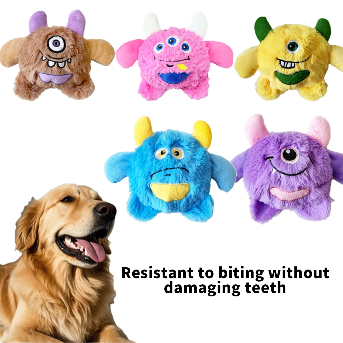 A small monster dog plush sound toy grinding teeth resistant to bite boredom companion small dog Teddy Golden Retriever pet supp