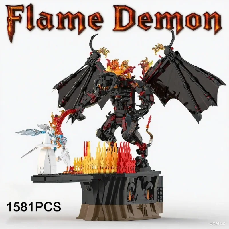 

1581PCS MOC Flame Devil Monster Building Blocks Game Scene Bat Demon Figures Model Bricks Collection Toy Children Halloween Gift