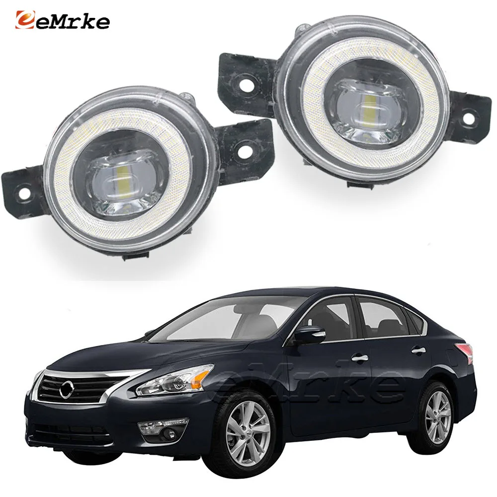 

LED Angel Eye Halo Daytime Running Lights + Cut-Line Lens Fog Light Assembly for Nissan Altima Teana L33 2013 2014 2015 2016