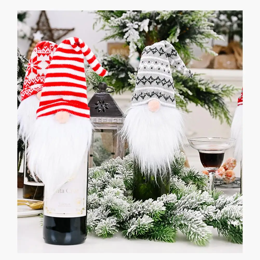 

Рождественский чехол для бутылки вина Санта-Клаус безликая кукла Крышка для бутылки Вечеринка Шампанское Пиво Рождественский новый декор Годовая бутылка Sup C1Z6