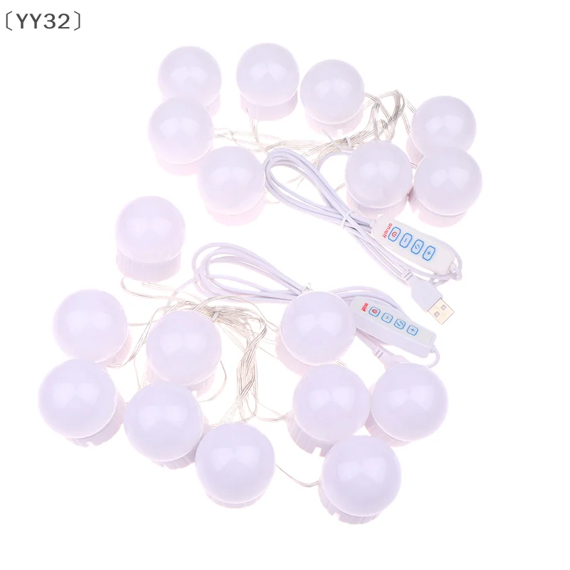 [[YY32]: LED لمبات قابلة للفصل مرآة لوضع مساحيق التجميل مصباح USB الطاقة مرآة لمستحضرات التجميل ضوء منضدة الزينة الإضاءة عكس الضوء LED أضواء الغرور