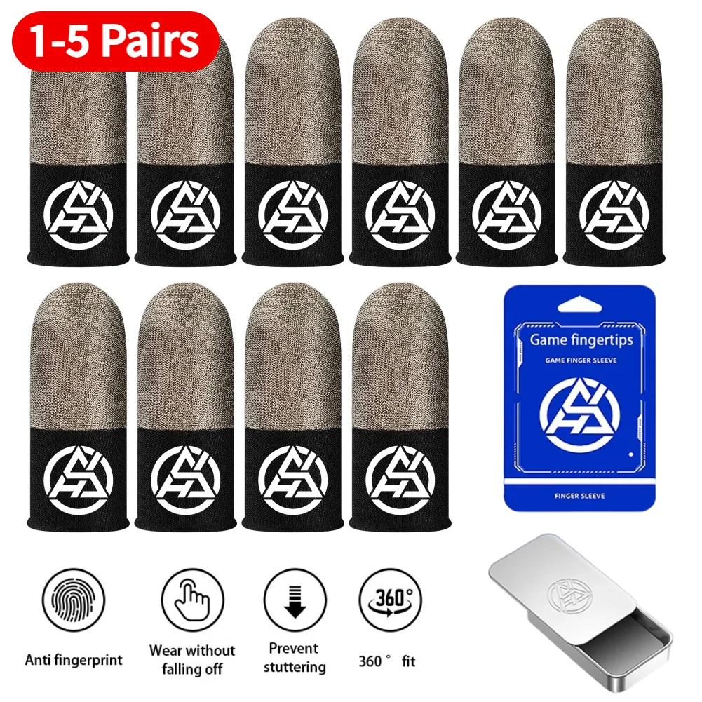 1-5 Pares de Luvas Luminosas Respiráveis para Dedos, Protetores de Dedo para Jogos, Luvas de Polegar para Tela Sensível ao Toque para Jogos PUBG Mobile