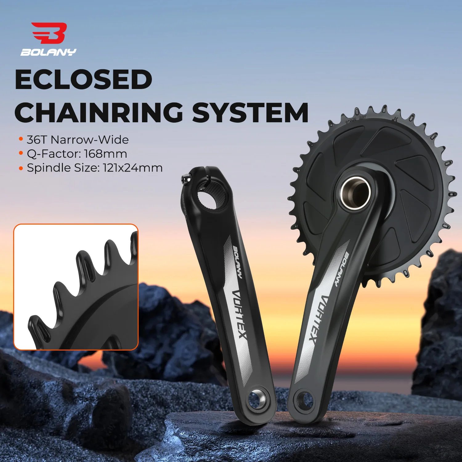 BOLANY MTB Bike Chainring 3 Bolt Direct Mount Crank Closed Disc 36T AERO for 9/10/11/12S for SRAM 3 Bolt Crankset