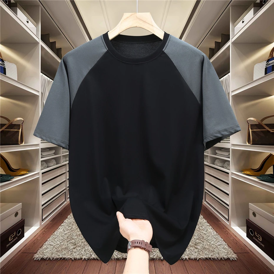 11XL Plus Size T-shirt Men Summer Short Sleeve Tshirt Tops Tees Male Fashion Casual Sleeve Patchwork Shirt Big Size 11XL