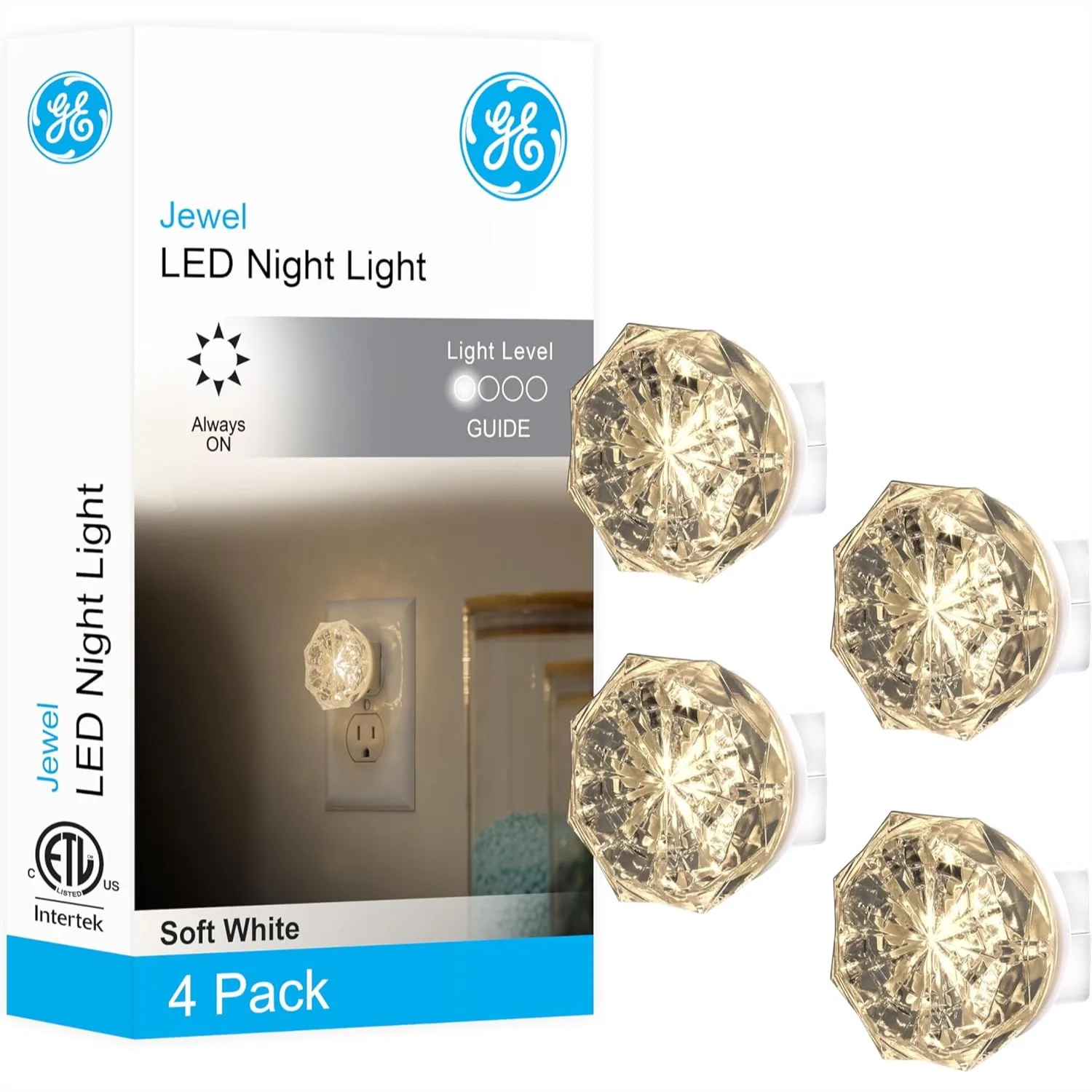 

LED Night Light Plug-in, Warm White, UL-Certified, Energy Efficient, 4 Pack for Bedroom Bathroom Hallway