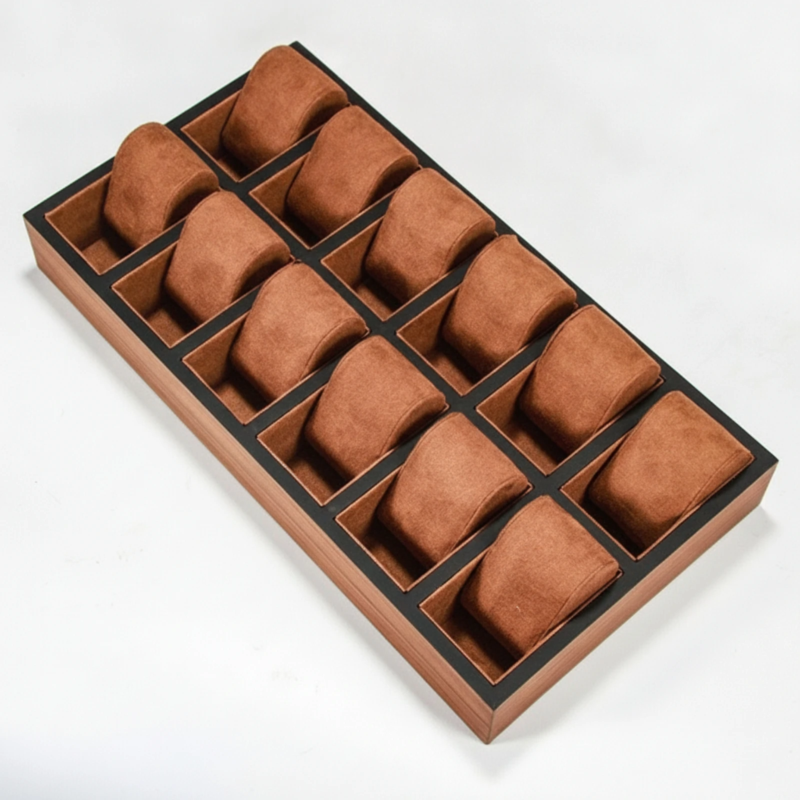 Watch Tray with Suede Inserts Padded Watch Display Tray Non-Slip Space-Saving for Collectors, Dressers, Retail Displays