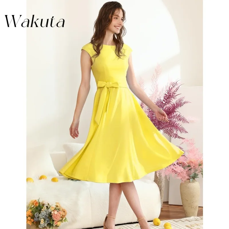 Wakuta Vintage Women Cocktail Robe Elegant Formal Wedding Guest Dresses Christmas Party Vestidos De Fiesta Коктейльные Платья