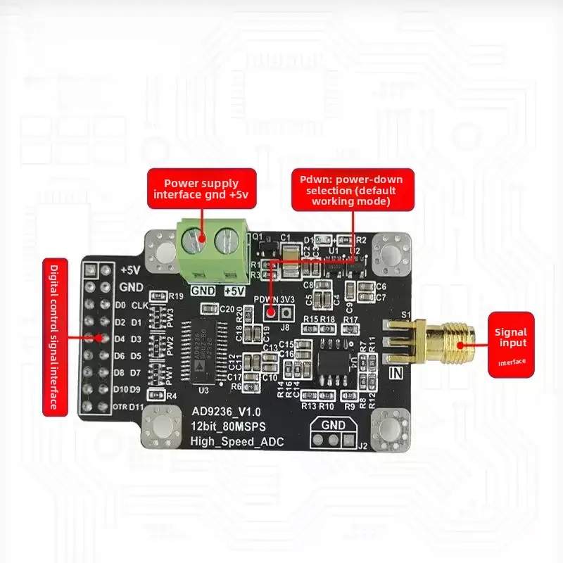 For AD9236 Module, 12‑Bit 80MSPS High‑Speed ADC Data Acquisition, Analog‑to‑Digital Converter