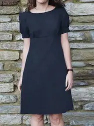 Elegant Women Short Sleeve Solid Work Sundress 2023 ZANZEA Fashion Office Party Knee-length Dress Casual Holiday Vestido Kaftan