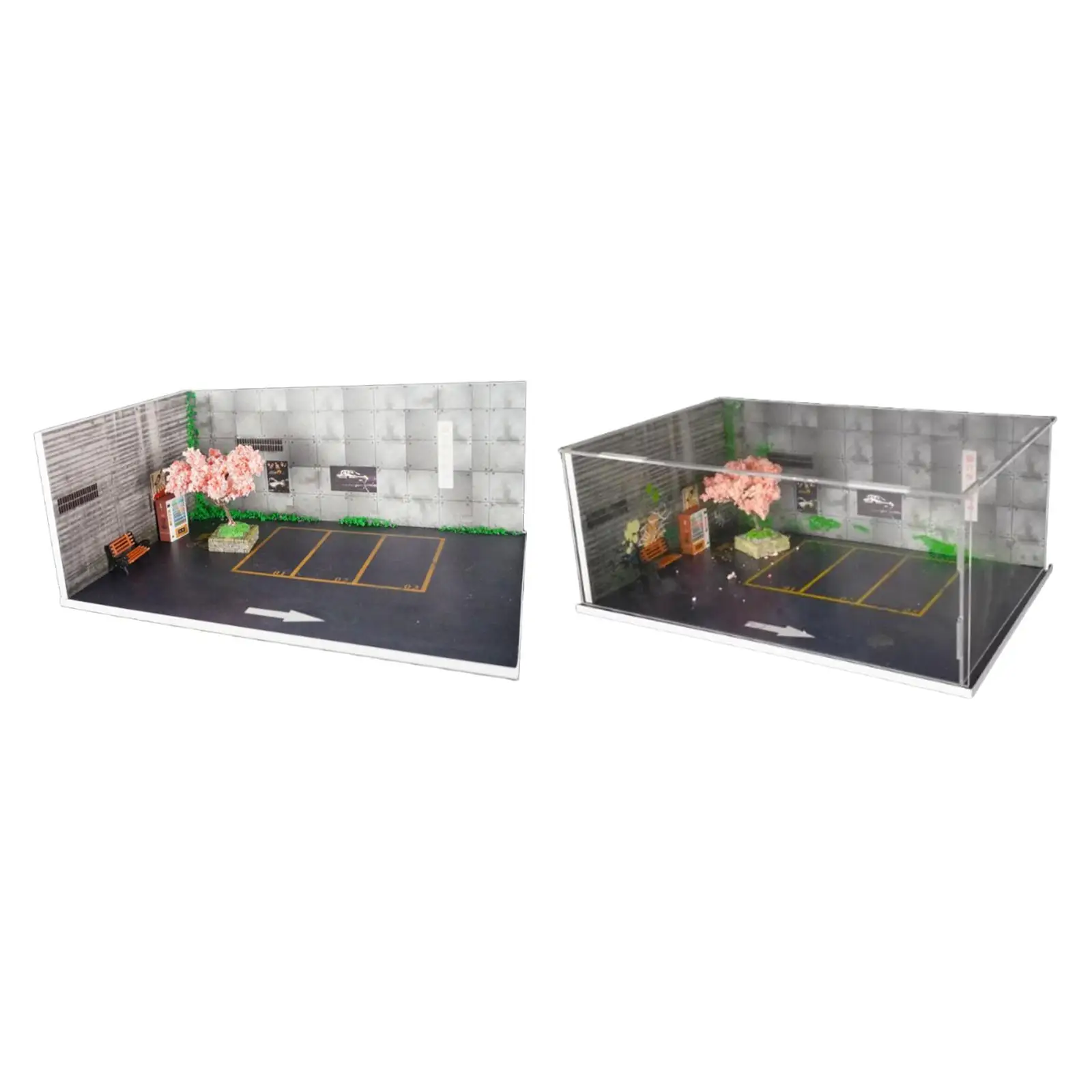 

1:64 Scale Car Model Diorama Parking Lot Diecast Car Display for Accessories