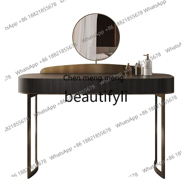 

Medieval solid wood dressing table Small apartment black dressing table Simple retro high-end light luxury dressing table