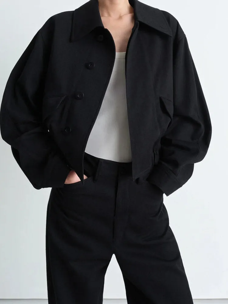 عارضة Sle المرأة ort Jaet الوقوف طوق السائق الملابس فضفاضة تناسب معطف جلد عارضة تنوعا فام Faion #4