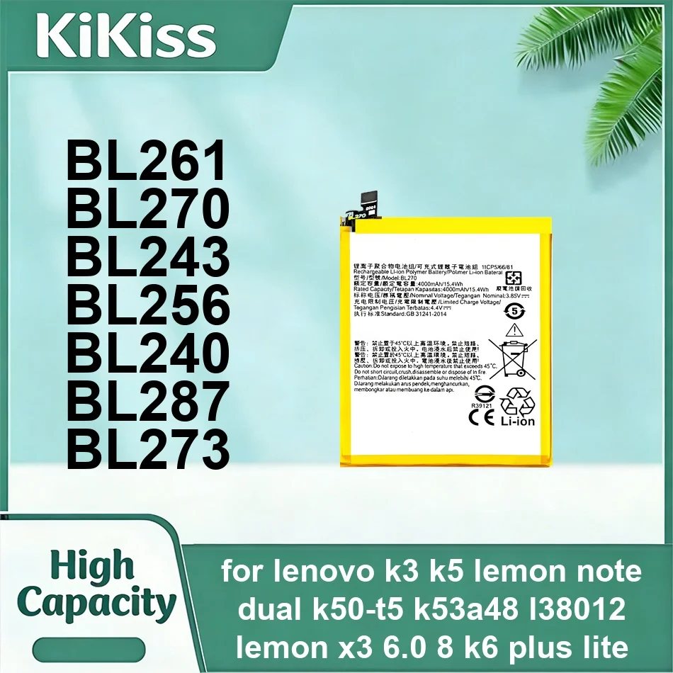 Аккумулятор для Lenovo K3 K5, Lemon Note Dual K50-T5 k53a48 L38012, Lemon X3 6.0 8 K6 Plus Lite BL240 BL243 BL261 3000-4000 мАч