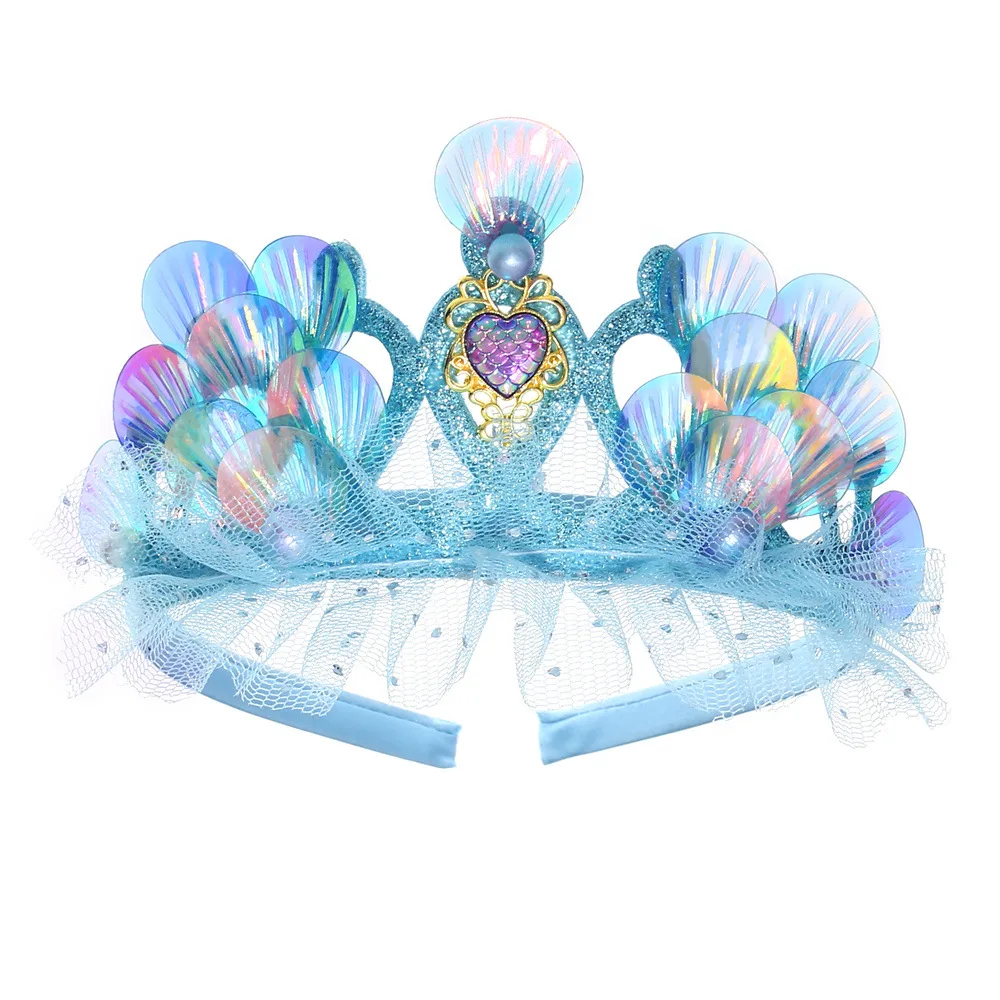 Children Colorful Pearl Sparkly Mermaid Princess Style Crown Kids Halloween Party Versatile Fashion Lightweight Hair Accessories view 3