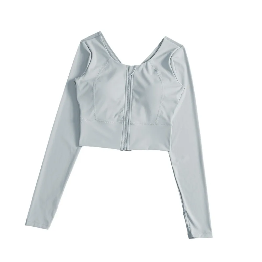 Yoga top for women, half zipper slim fit, quick drying, slimming stand up collar, long sleeved stretch training, running clothes