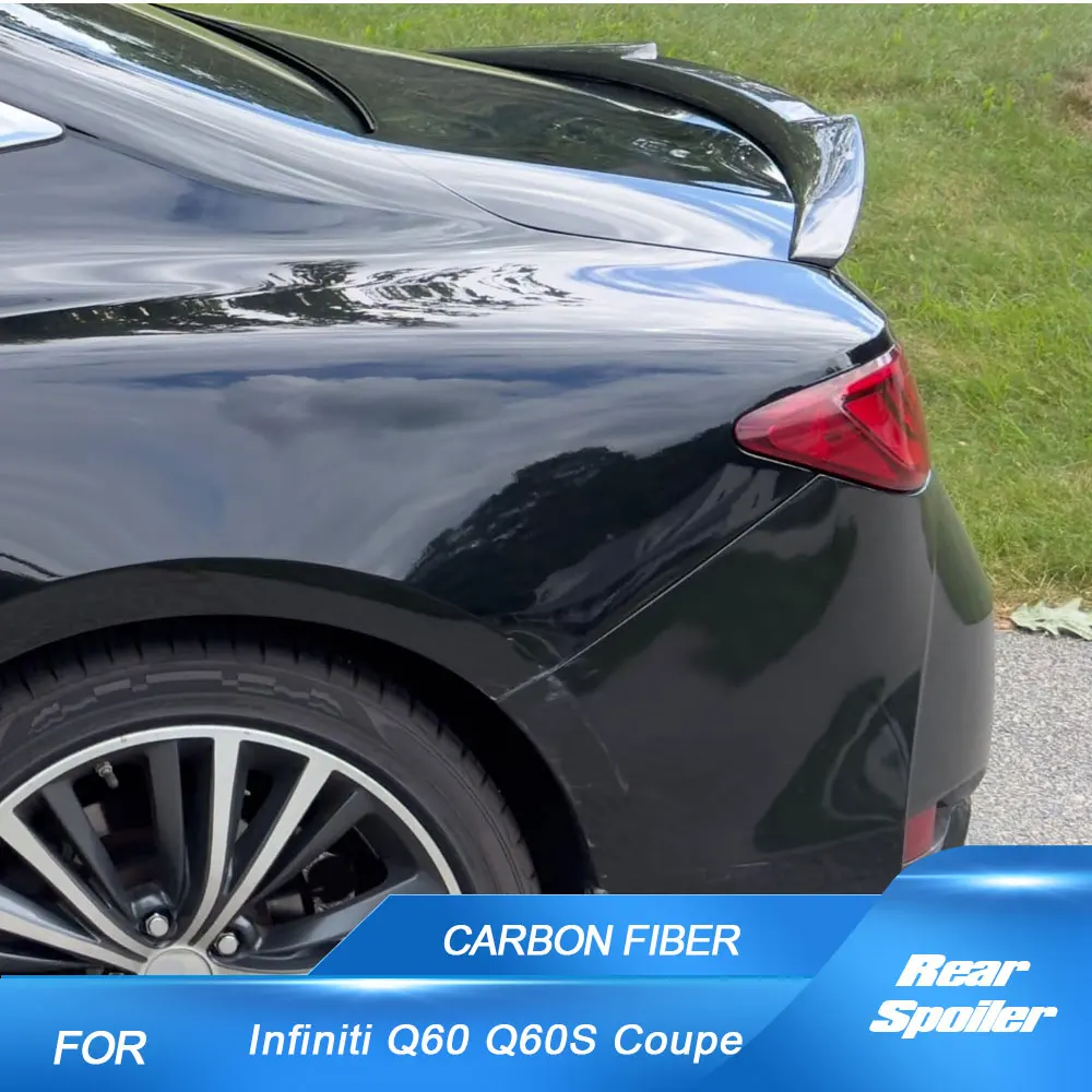

Для Infiniti Q60 Q60S Coupe 2016-2023 задний спойлер багажника, крышка багажника, Highkick Wing Lip, спойлер багажника из углеродного волокна