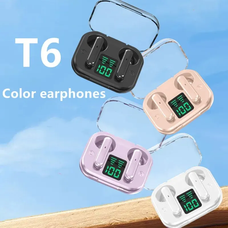 T6 TWS Bluetooth Earphones 5.3 Wireless Bluetooth Headset Noise Cancelling Headset With Microphone Headphones For iPhone Xiaomi