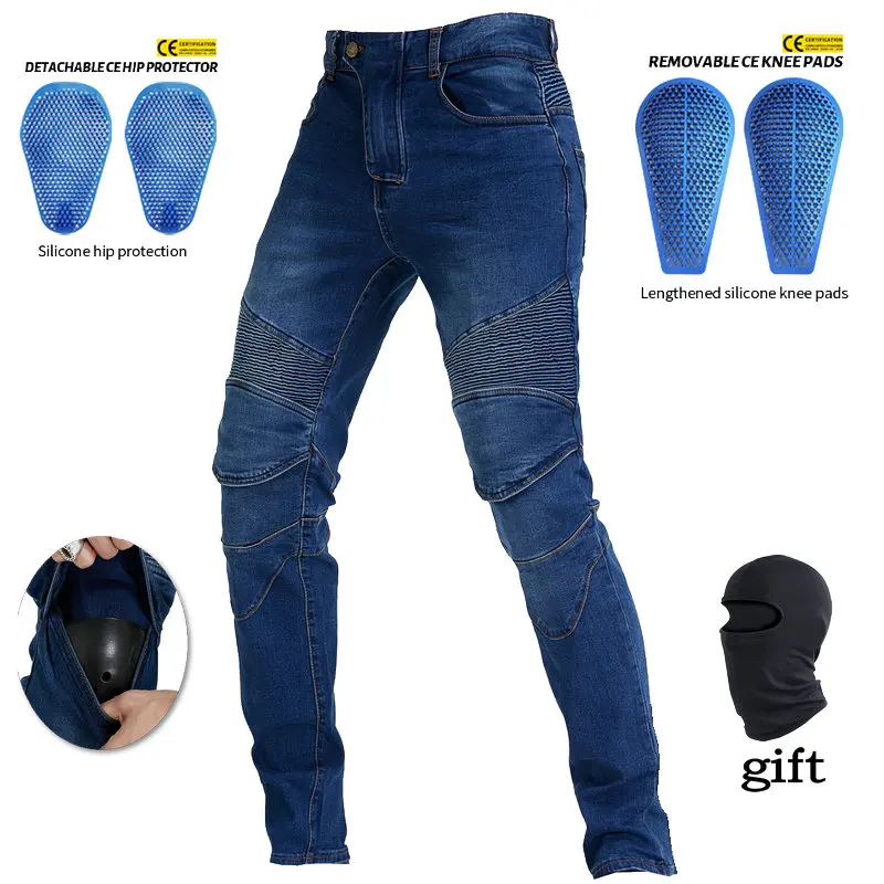 

2022 New Men's motorcycle jeans off-road vehicle protective gear equipment to protect knees buttocks blue black optional